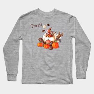 Halloween Pumpkin Spice Mocha Piggy (With Text) Long Sleeve T-Shirt